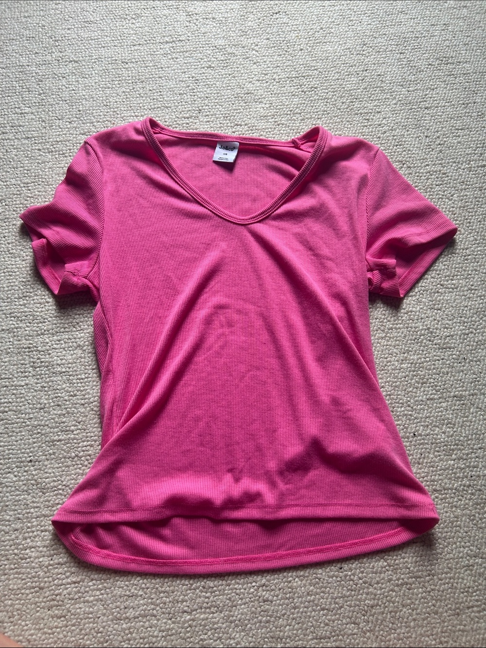 Classic Short Sleeve V-Neck Tee - Hot Pink